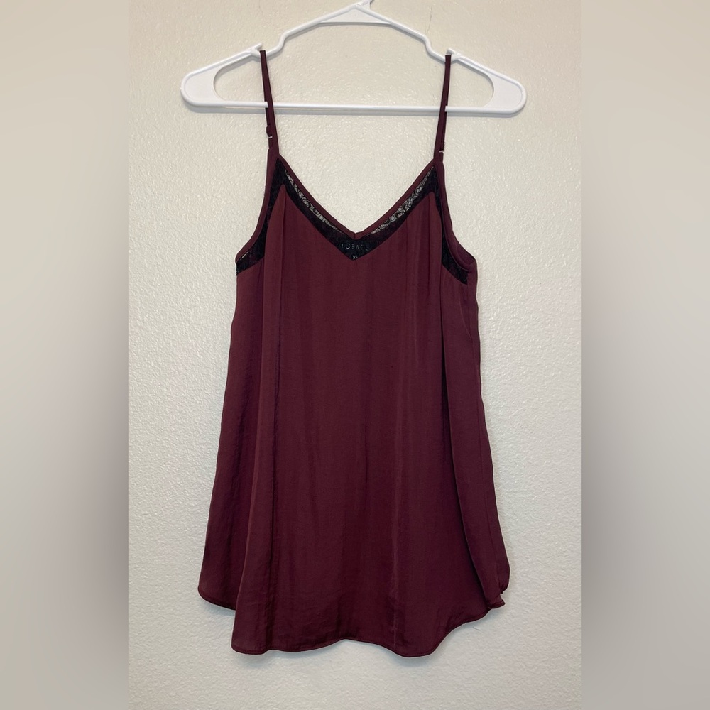 1.STATE Lace-Trimmed Cami Elegant Burgundy Cami‎ Top Size XS